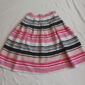 New York & Company Skirts Gorgeous Pink, Black And White Stipe Midi Skirt Size 4